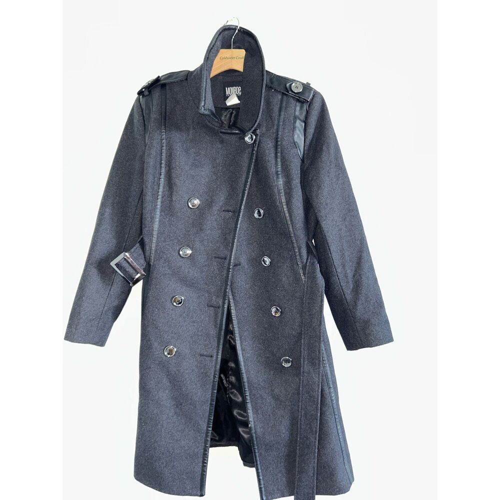 Monroe And Main Coat Size XL Pea Coat Black Jacket Women’s Parka Wool Blend (17)
